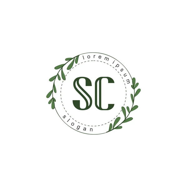 頭文字のScの美しさ手書きロゴベクトル — ストックベクタ