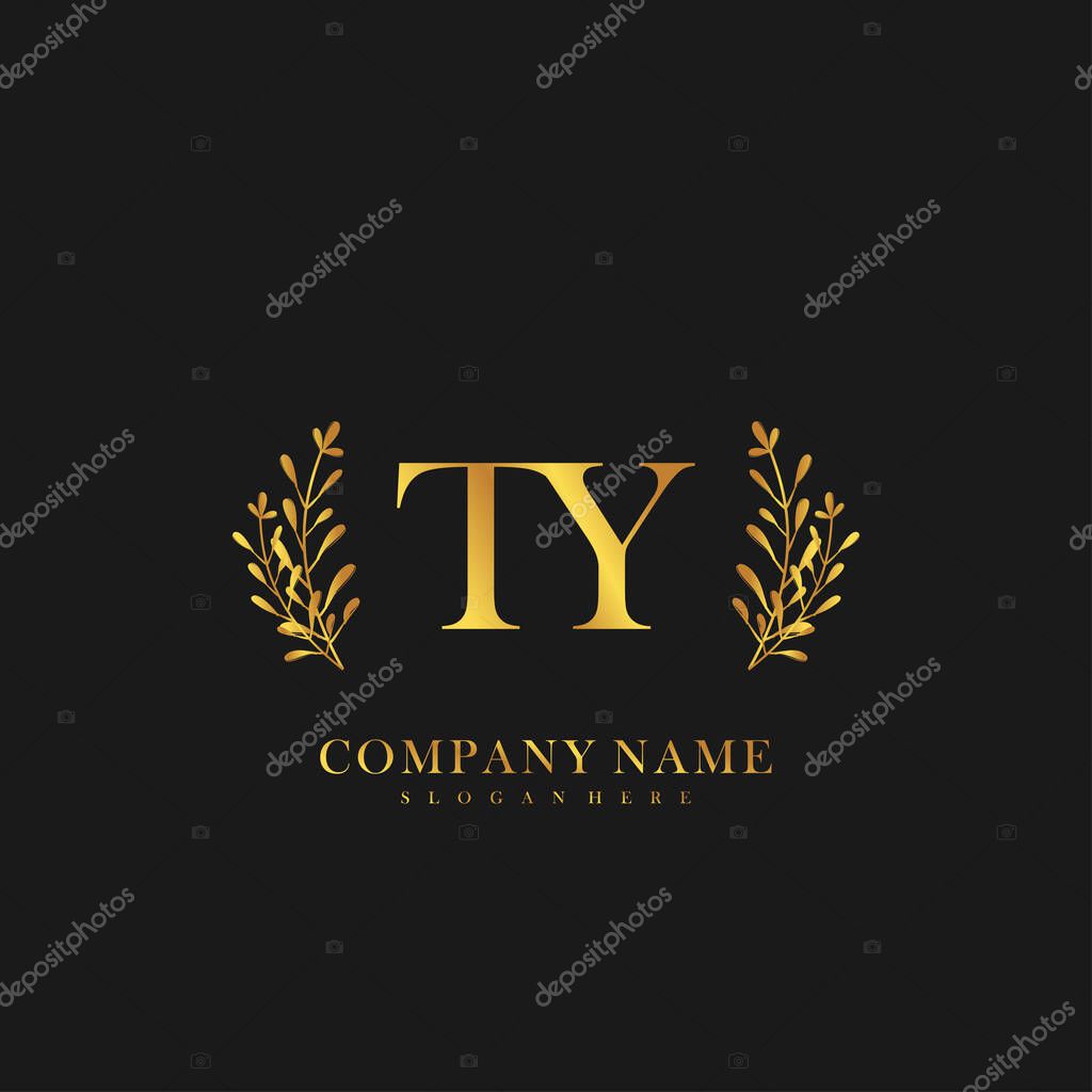 Initial letter TY beauty handwriting logo vector