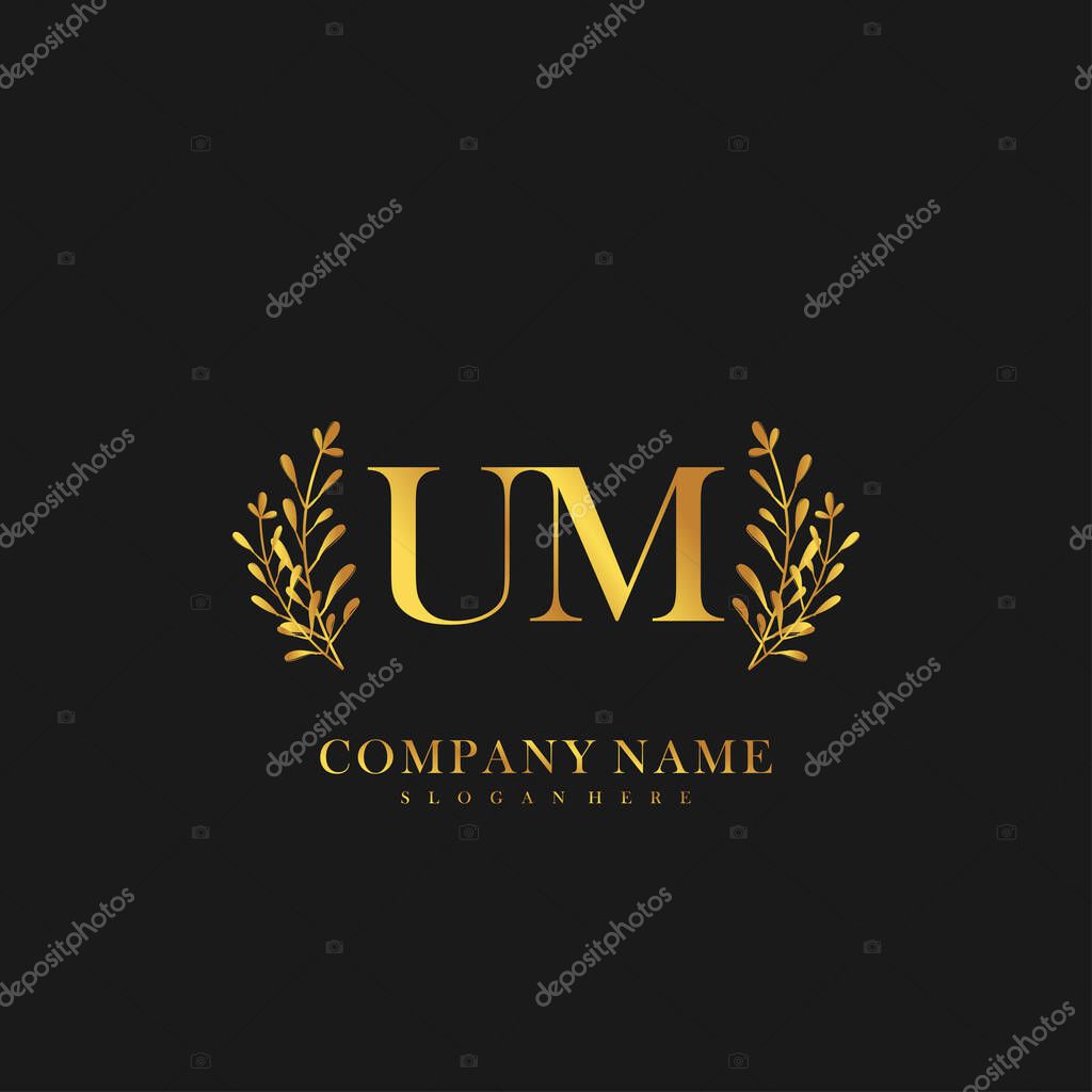 Initial letter UM beauty handwriting logo vector