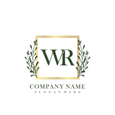 İlk harf WR güzellik logo vektörü