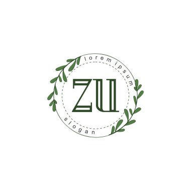 İlk harf ZU güzellik el yazısı logo vektörü
