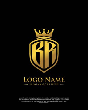 Kalkan logo biçimi şablon vektörü ile ilk BR