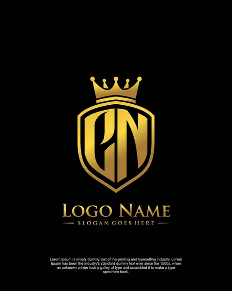 Inicial Con Escudo Logotipo Estilo Plantilla Vector — Vector de stock