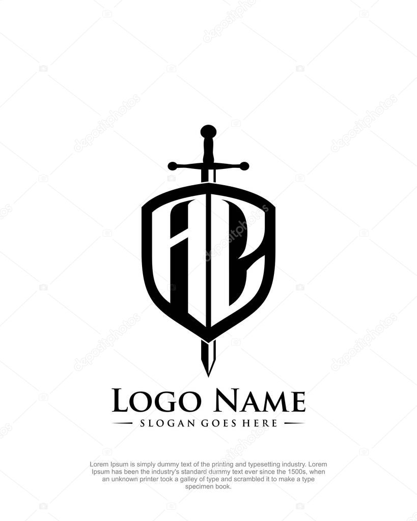 Initial AC with shield logo style template vector