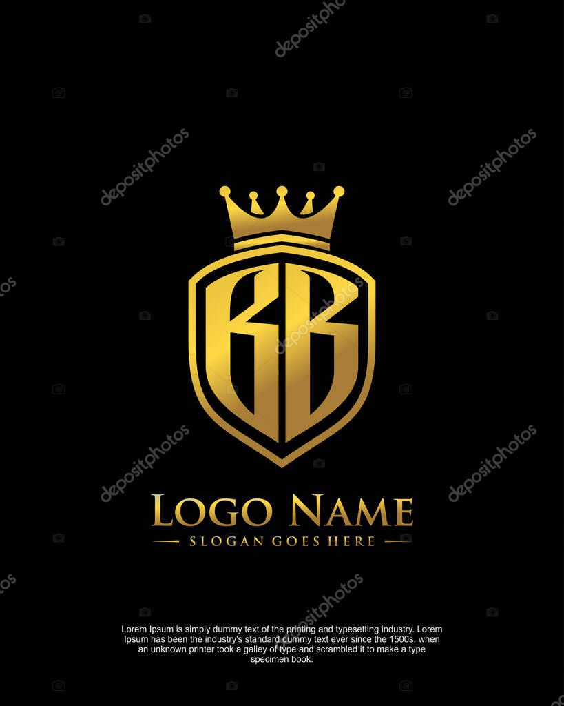 Initial BB with shield logo style template vector