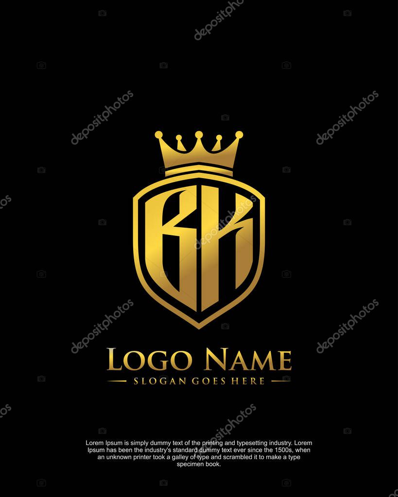 Initial BK with shield logo style template vector