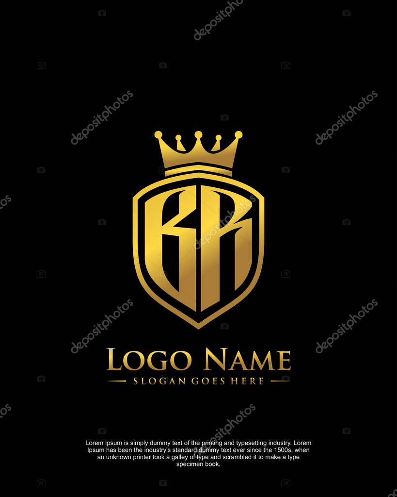 Initial BR with shield logo style template vector