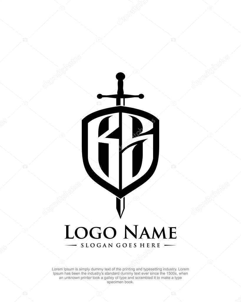Initial BS with shield logo style template vector