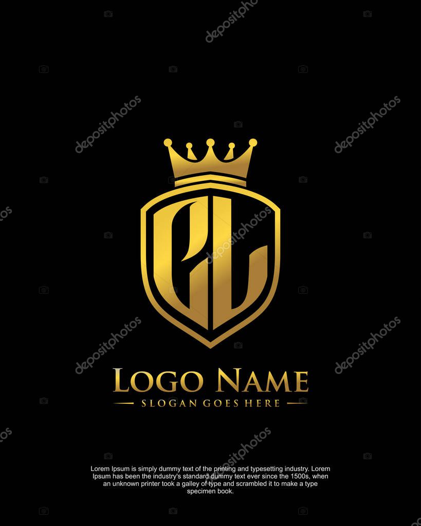 Initial CL with shield logo style template vector