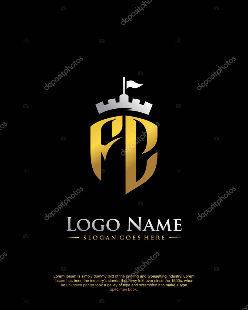 Initial FC with shield logo style template vector