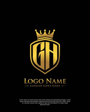 Kalkan logo biçimi şablon vektörü ile ilk GH