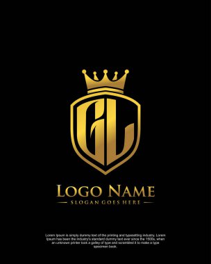 Kalkan logo biçimi şablon vektörlü ilk GL