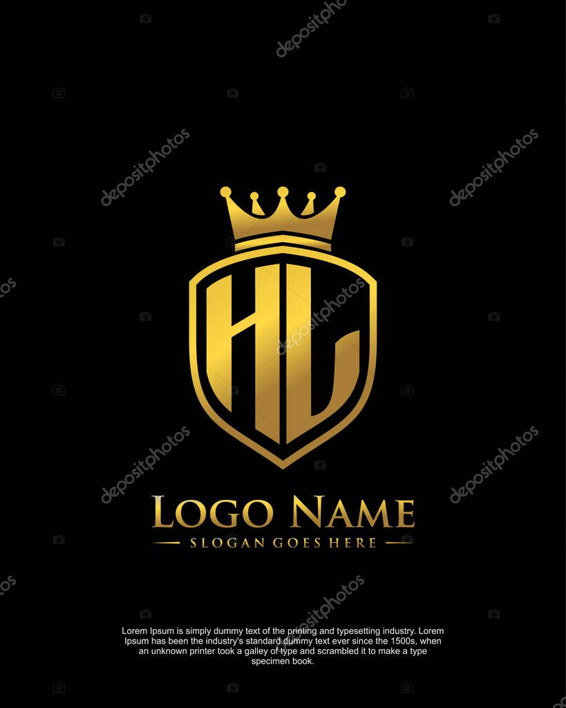 Initial HL with shield logo style template vector