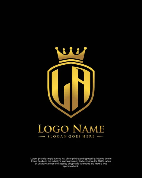 Los Ángeles Inicial Con Escudo Logotipo Estilo Plantilla Vector — Vector de stock