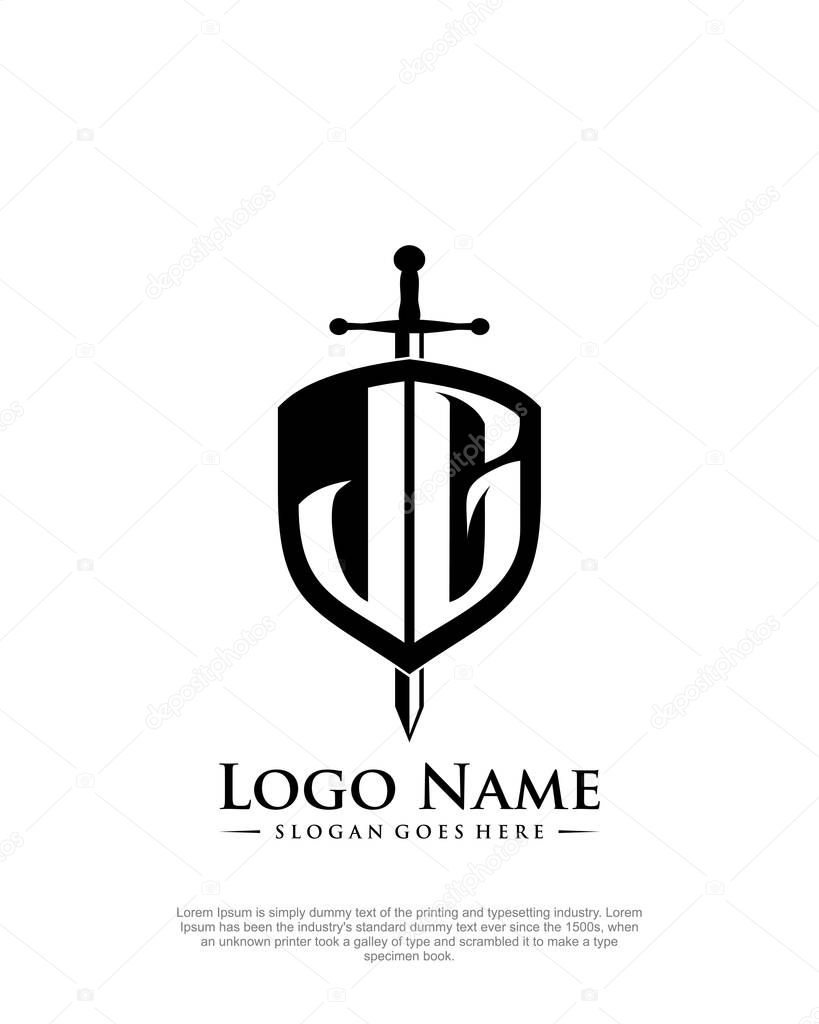 Initial JG with shield logo style template vector