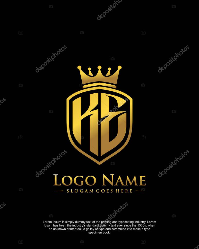 Initial KE with shield logo style template vector