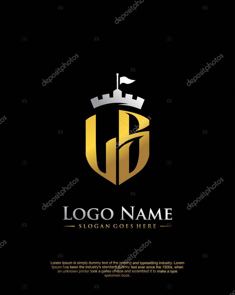 Initial LS with shield logo style template vector