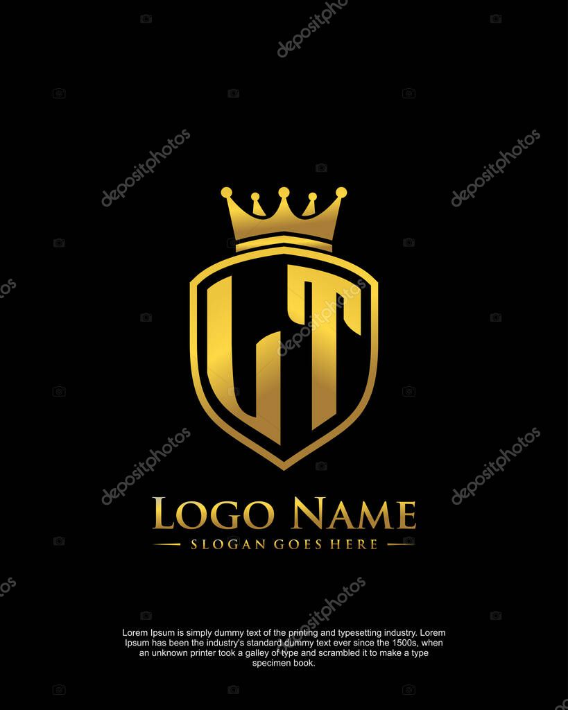 Initial LT with shield logo style template vector