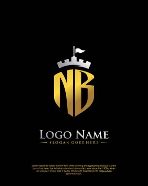 Kalkan logo biçimi şablon vektörlü ilk NB