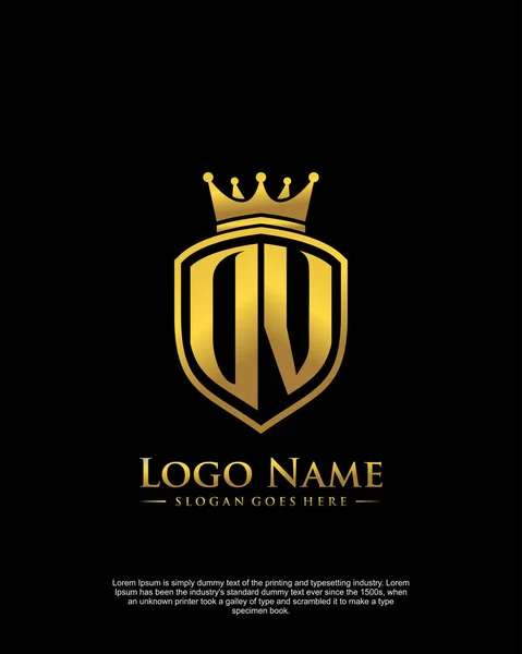 Inicial Con Escudo Logotipo Estilo Plantilla Vector — Vector de stock