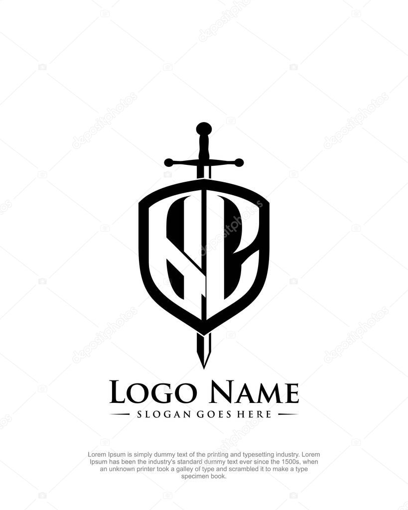 Initial QC with shield logo style template vector