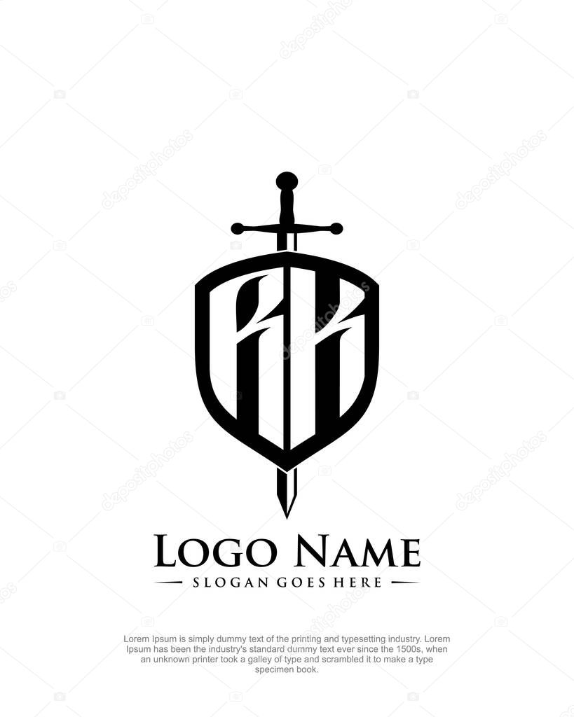 Initial RK with shield logo style template vector