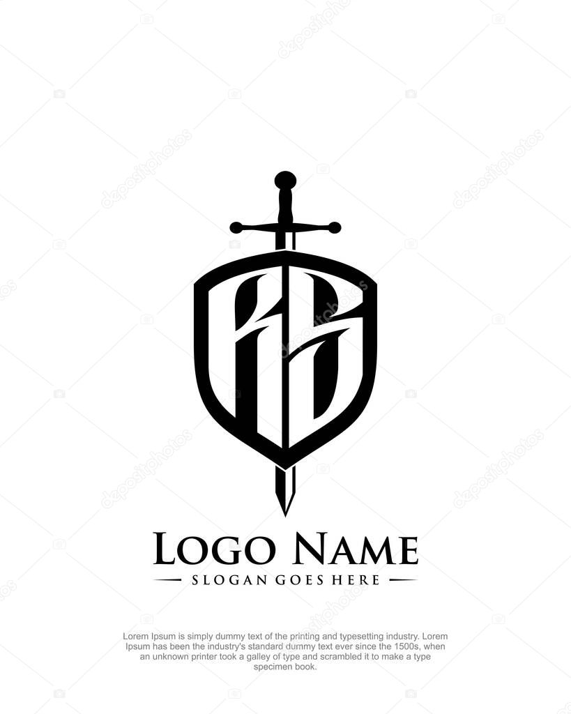 Initial RS with shield logo style template vector