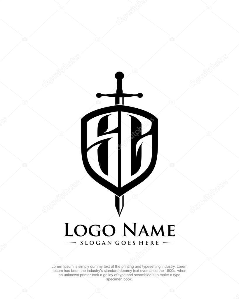 Initial SG with shield logo style template vector