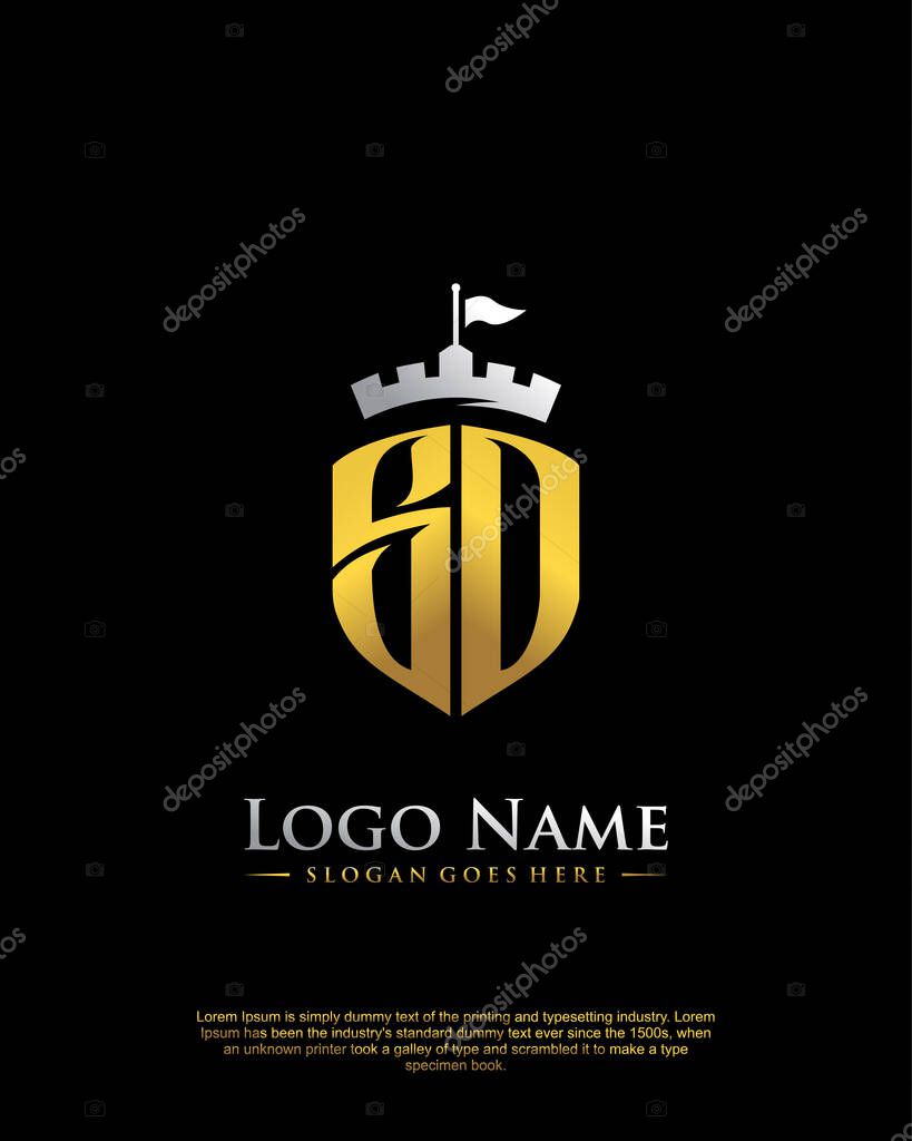 Initial SO with shield logo style template vector