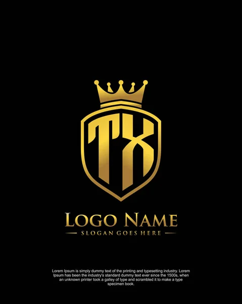 Inicial Con Escudo Logotipo Estilo Plantilla Vector — Vector de stock