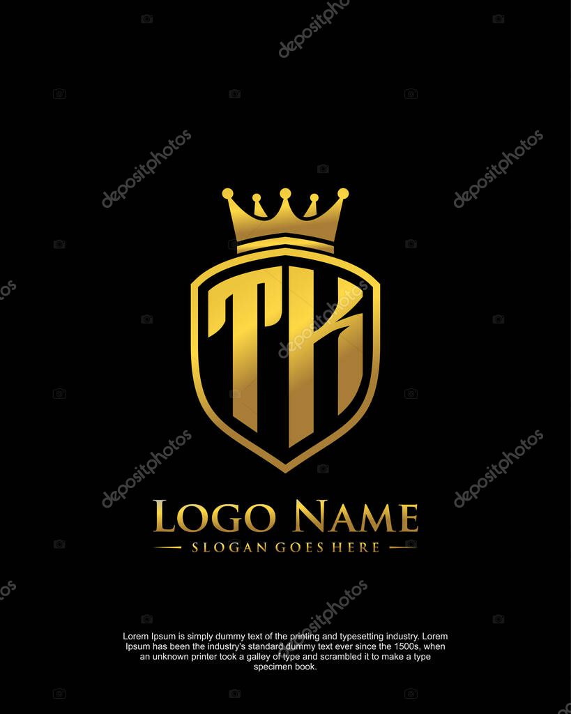 Initial TK with shield logo style template vector