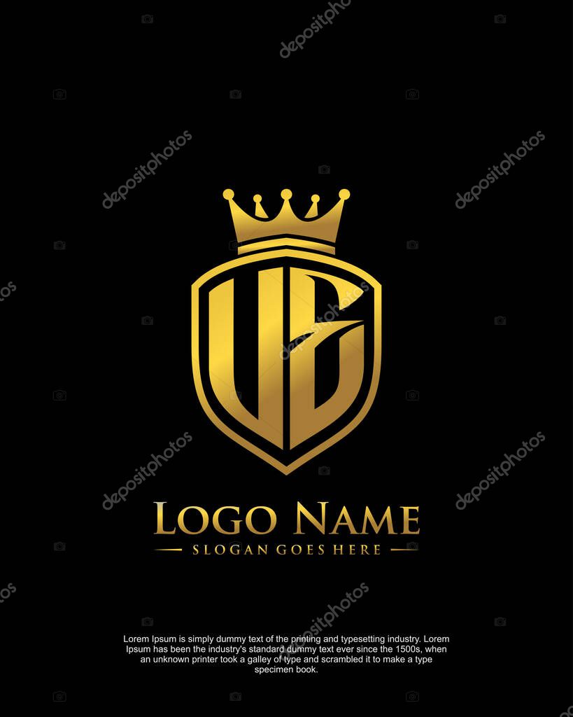 Initial UE with shield logo style template vector