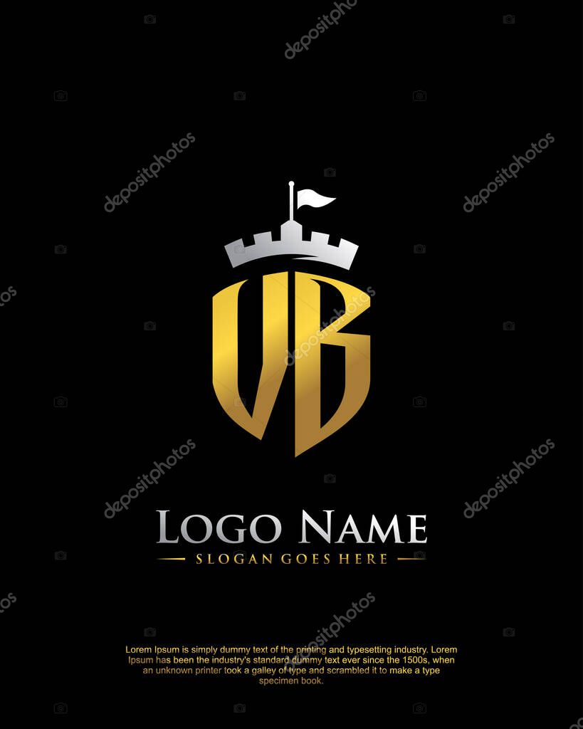 Initial VB with shield logo style template vector