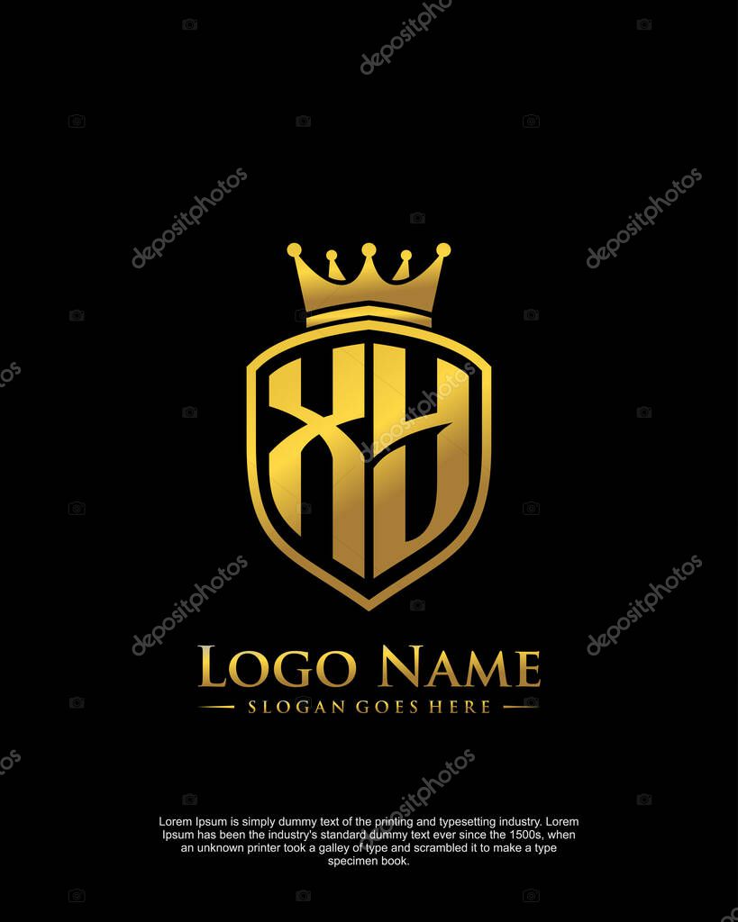 Initial XY with shield logo style template vector