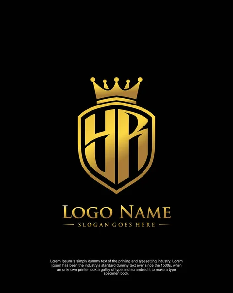 Inicial Con Escudo Logotipo Estilo Plantilla Vector — Vector de stock