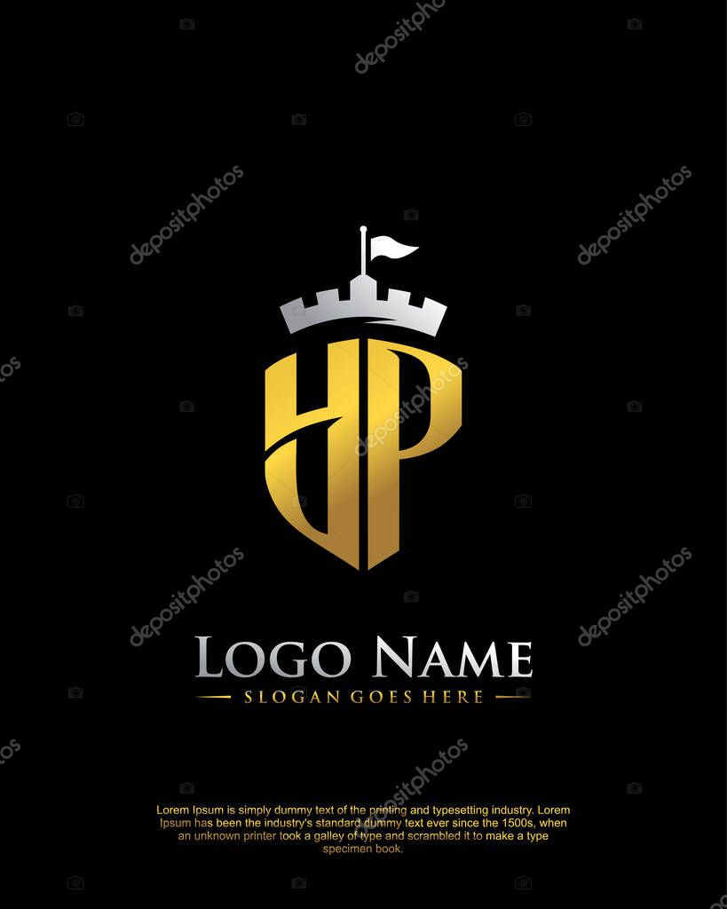 Initial YP with shield logo style template vector