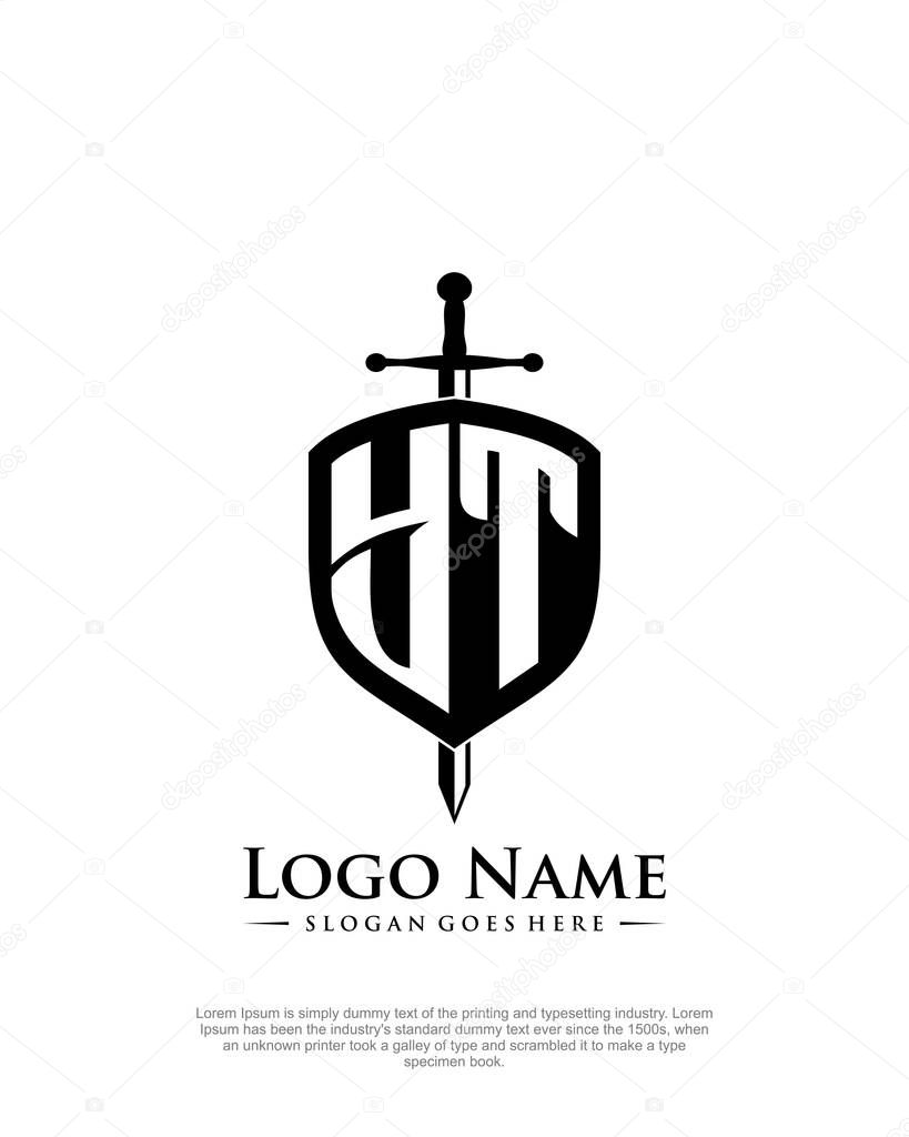 Initial YT with shield logo style template vector