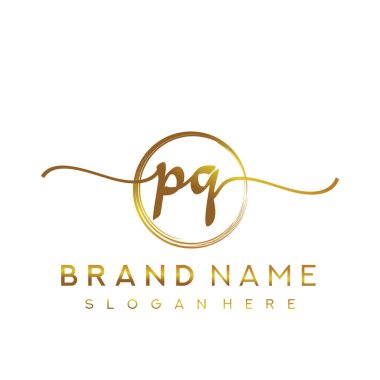 PQ İlk el yazısı çember logo vektörü