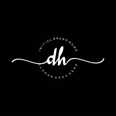 DH İlk el yazısı çember logo vektörü