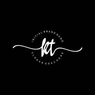 KT Başlangıç el yazısı çember logo vektörü