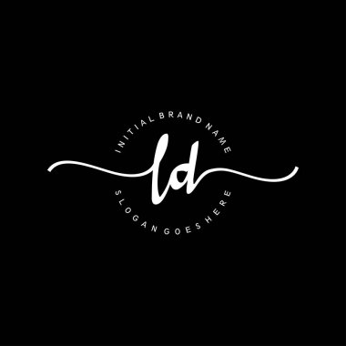 LD İlk el yazısı çember logo vektörü