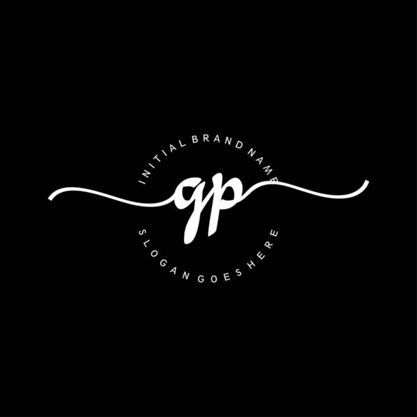 GP Initial handwriting circle logo vector