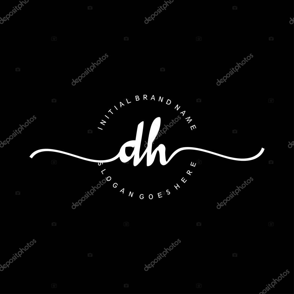 DH Initial handwriting circle logo vector