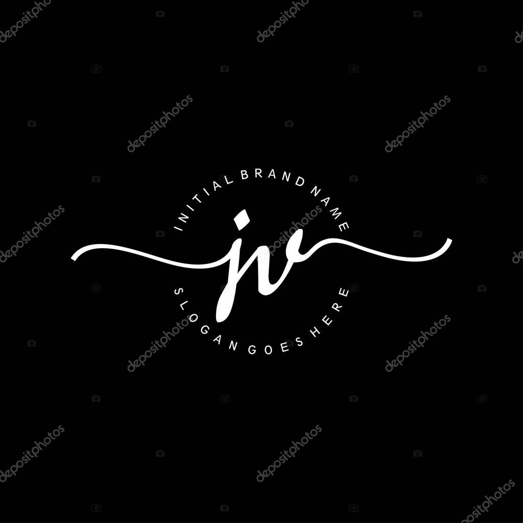 JV Initial handwriting circle logo vector