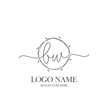 BW İlk el yazısı çember logo vektörü