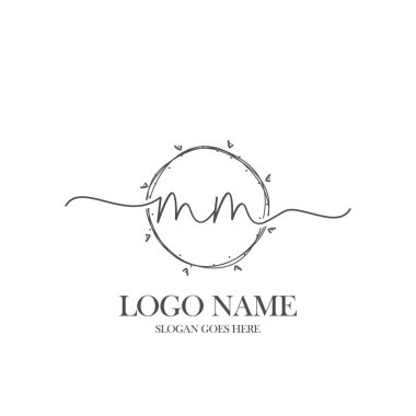 MM İlk el yazısı çember logo vektörü