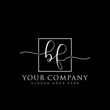 Başlangıç olarak imzalı el yazısı logosu, makyaj, düğün, moda, kare çerçeveli.