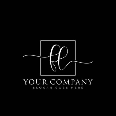 İlk imzalı el yazısı logosu, makyaj, düğün, moda, kare çerçeveli.