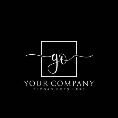 GO 'nun ilk imzalı el yazısı logosu, makyaj, düğün, moda, kare çerçeveli.