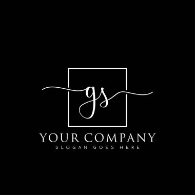 İlk imzalı GS el yazısı logosu, makyaj, düğün, moda, kare çerçeveli.